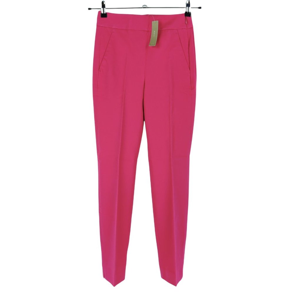NWT J Crew Remi Fuchsia Hot Pink Stretch Cropped Ankle High Rise Pants 0T Tall